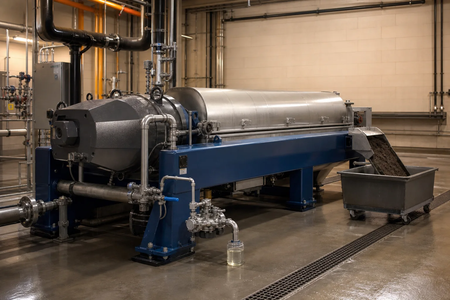 Stainless steel decanter centrifuge used for sludge dewatering